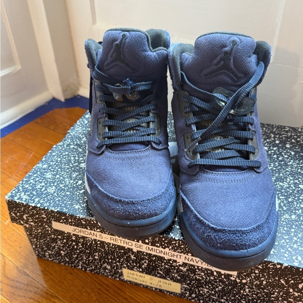 FD6812-400 Nike Air Jordan 5 Retro SE Midnight Navy Blue Georgetown Grey (Men's) - Picture 12 of 12